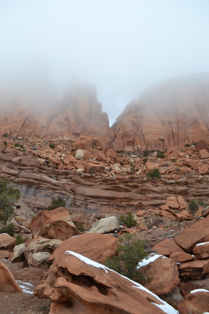 capitol reef in the fog